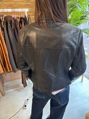 Zwarte Echt Leren Dames Jas Maat 42 / XL