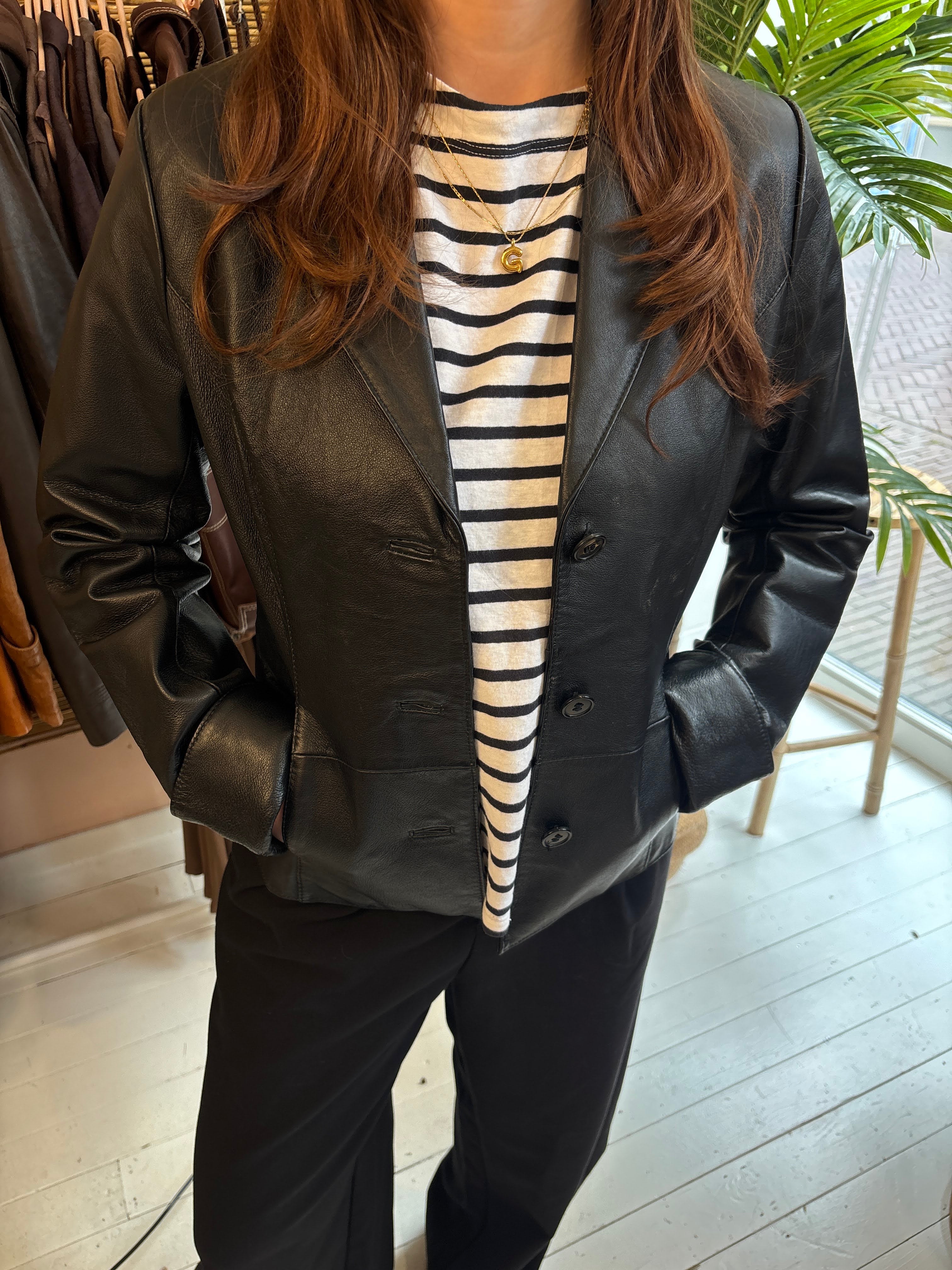 Woodpecker Zwarte Echt Leren Dames Blazer Jas Maat 36 / S