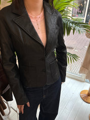 Castro Zwarte Echt Leren Blazer Jas Dames Maat S