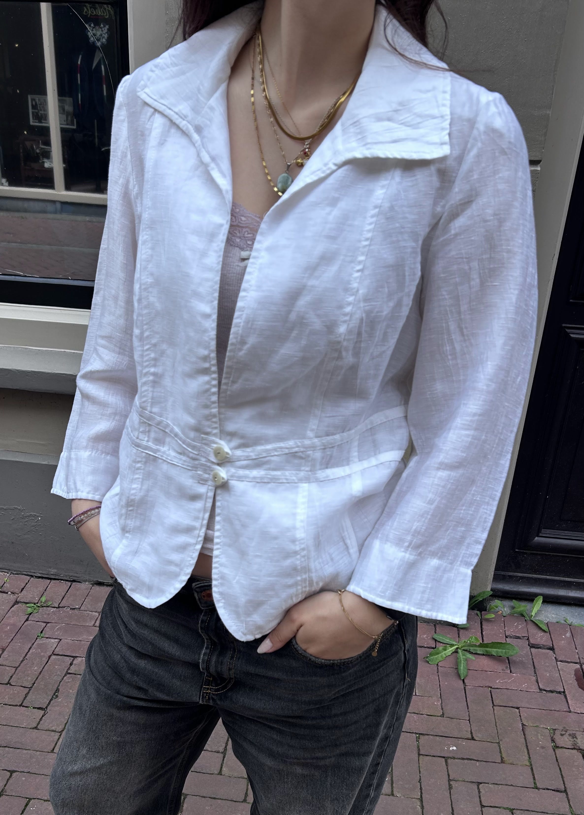 Gerry Weber Witte Linnen Blazer Dames Maat 40 / L