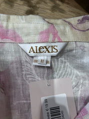 Alcxis Dames Linnen Blouse Bloemenprint Roze Beige Wit 11 / Xl