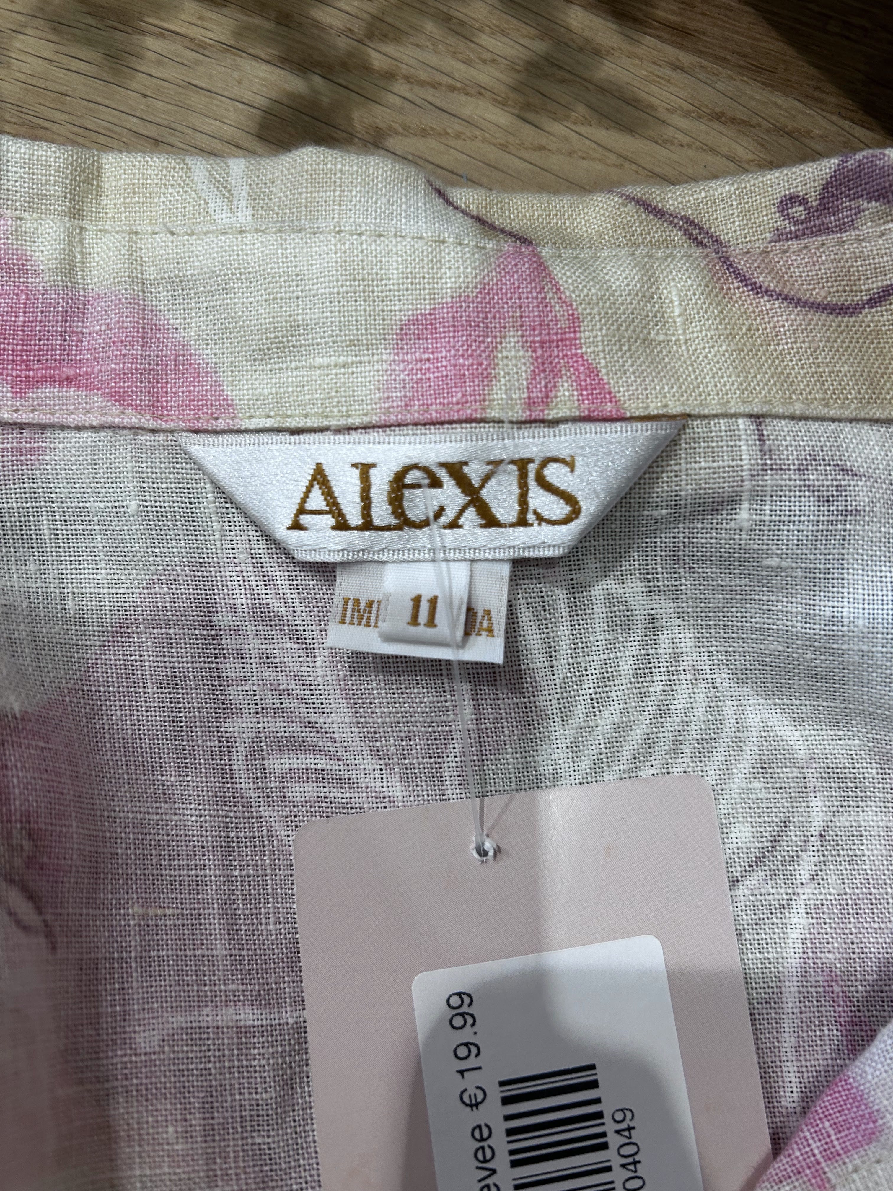 Alcxis Dames Linnen Blouse Bloemenprint Roze Beige Wit 11 / Xl
