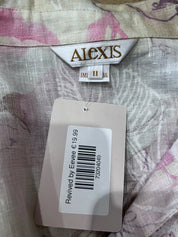 Alcxis Dames Linnen Blouse Bloemenprint Roze Beige Wit 11 / Xl