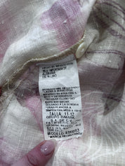 Alcxis Dames Linnen Blouse Bloemenprint Roze Beige Wit 11 / Xl