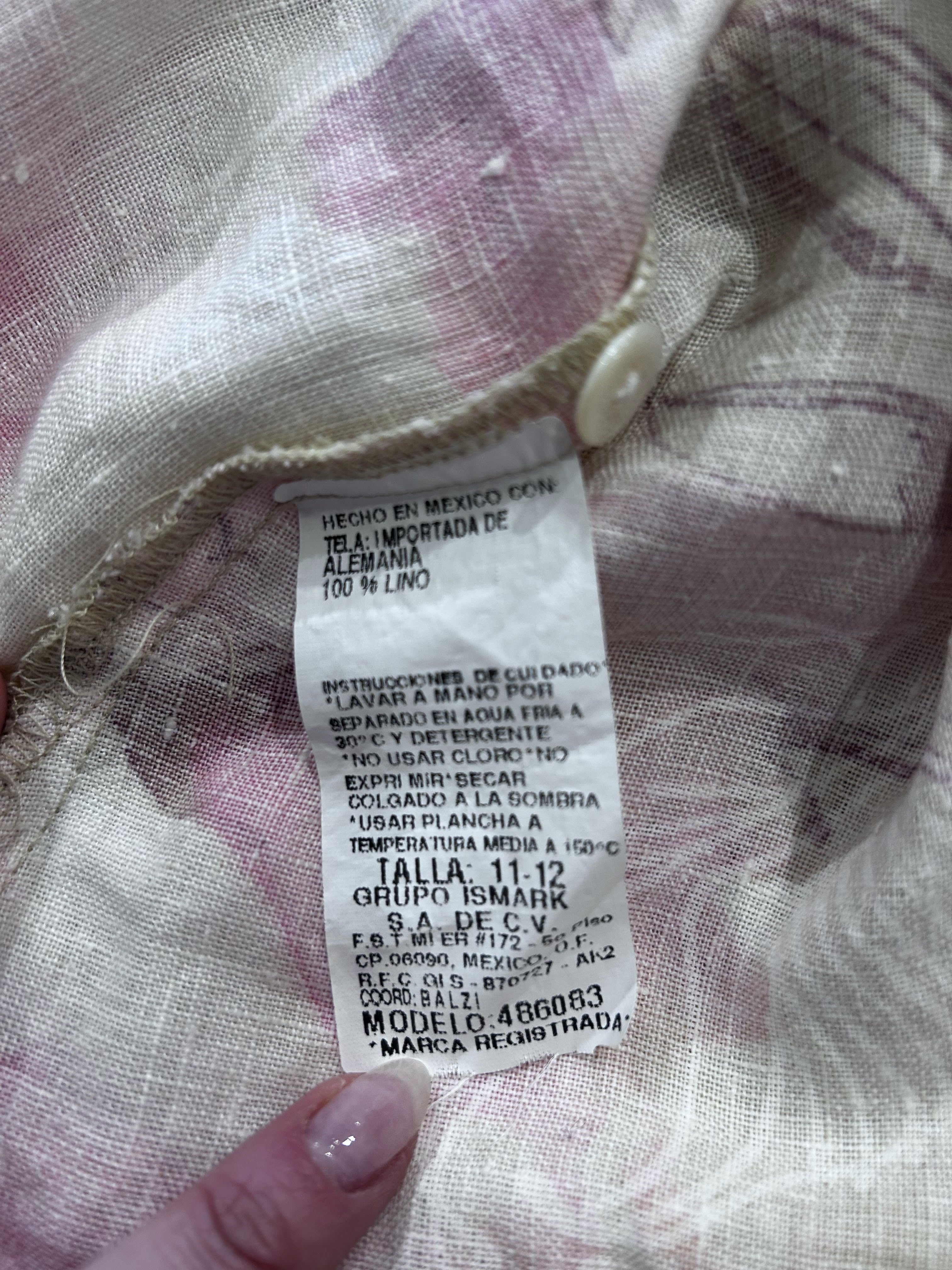 Alcxis Dames Linnen Blouse Bloemenprint Roze Beige Wit 11 / Xl