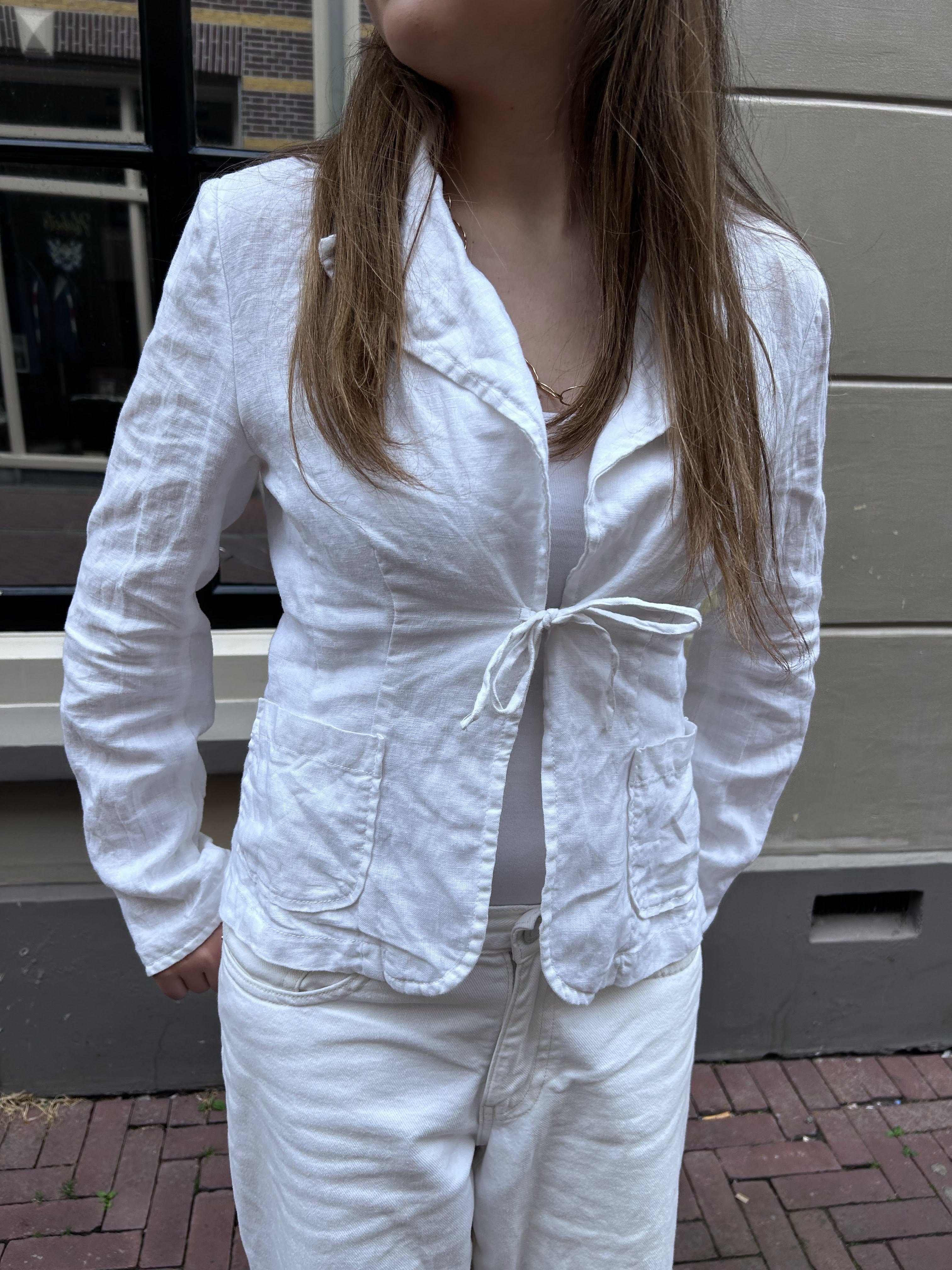 Lindex Witte Linnen Blazer Dames Maat 38 / M