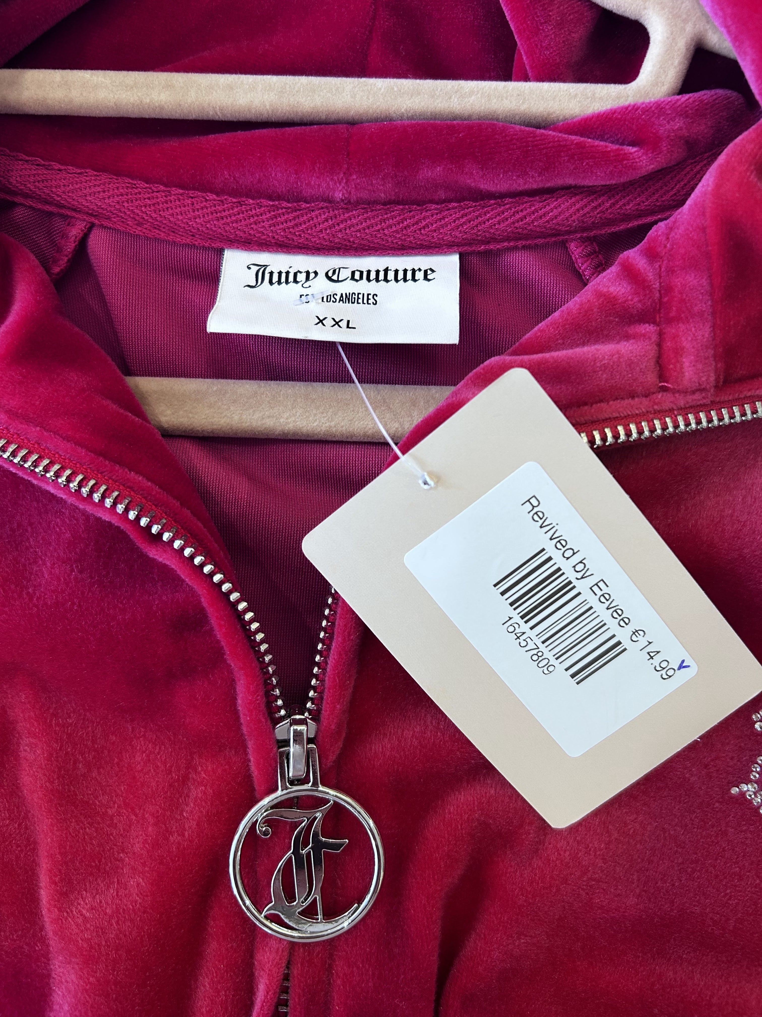 Juicy Couture Roze Velours Track Jacket Dames Maat XXL