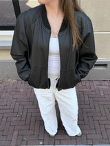 TCM Zwarte Leren Bomberjack Dames M