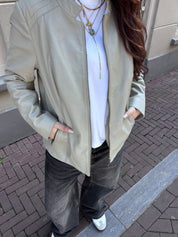 Helena Vera Lichtgrijs Leren Jack Dames Maat 42 / XL