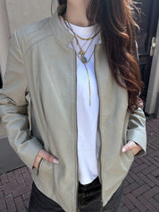 Helena Vera Lichtgrijs Leren Jack Dames Maat 42 / XL