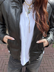 Zwart Leren Bikerjack Gipsy Dames Maat M