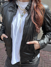 Zwart Leren Bikerjack Gipsy Dames Maat M