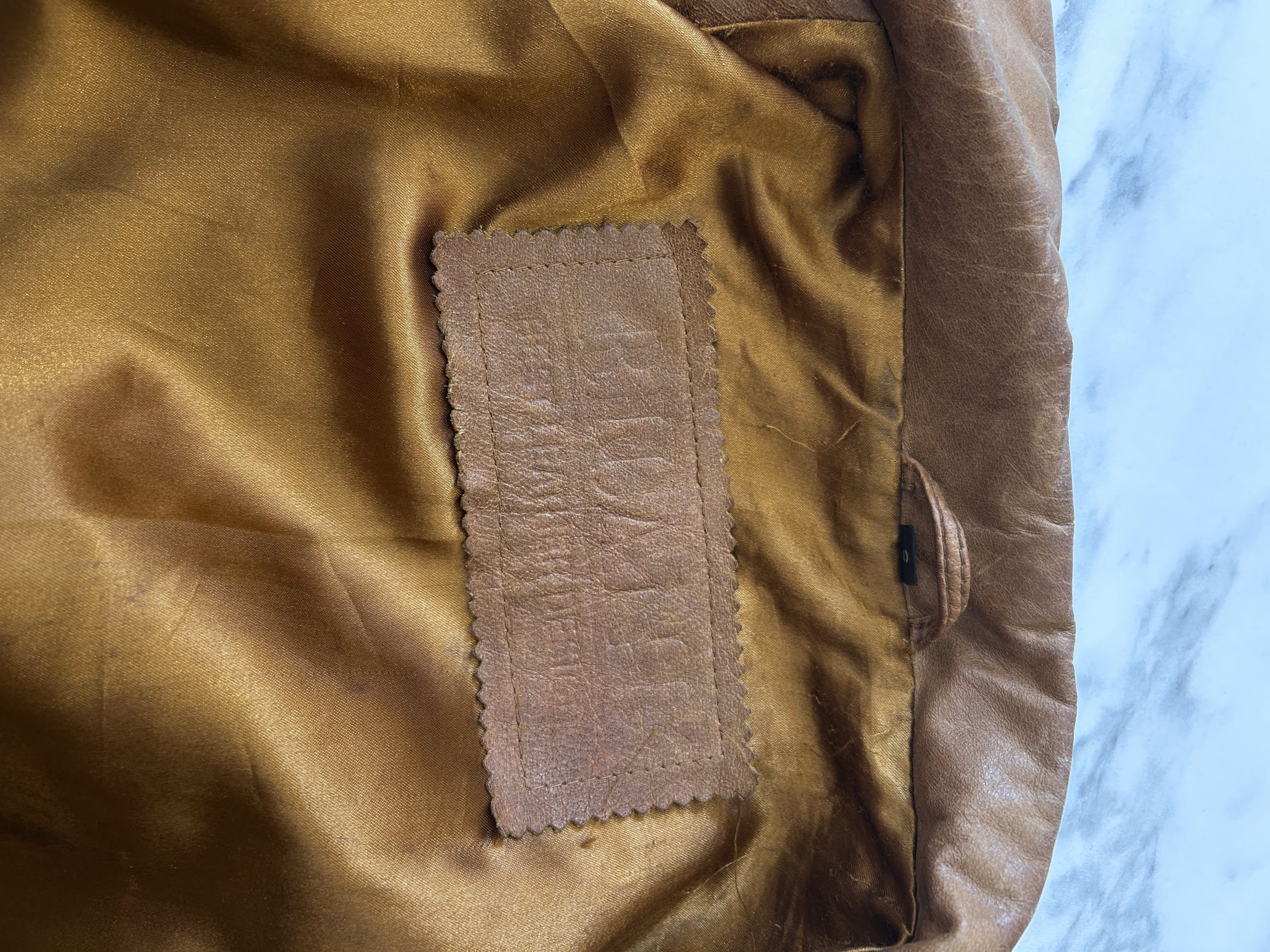 Vintage Bruin Leren Blazer Dames Maat S