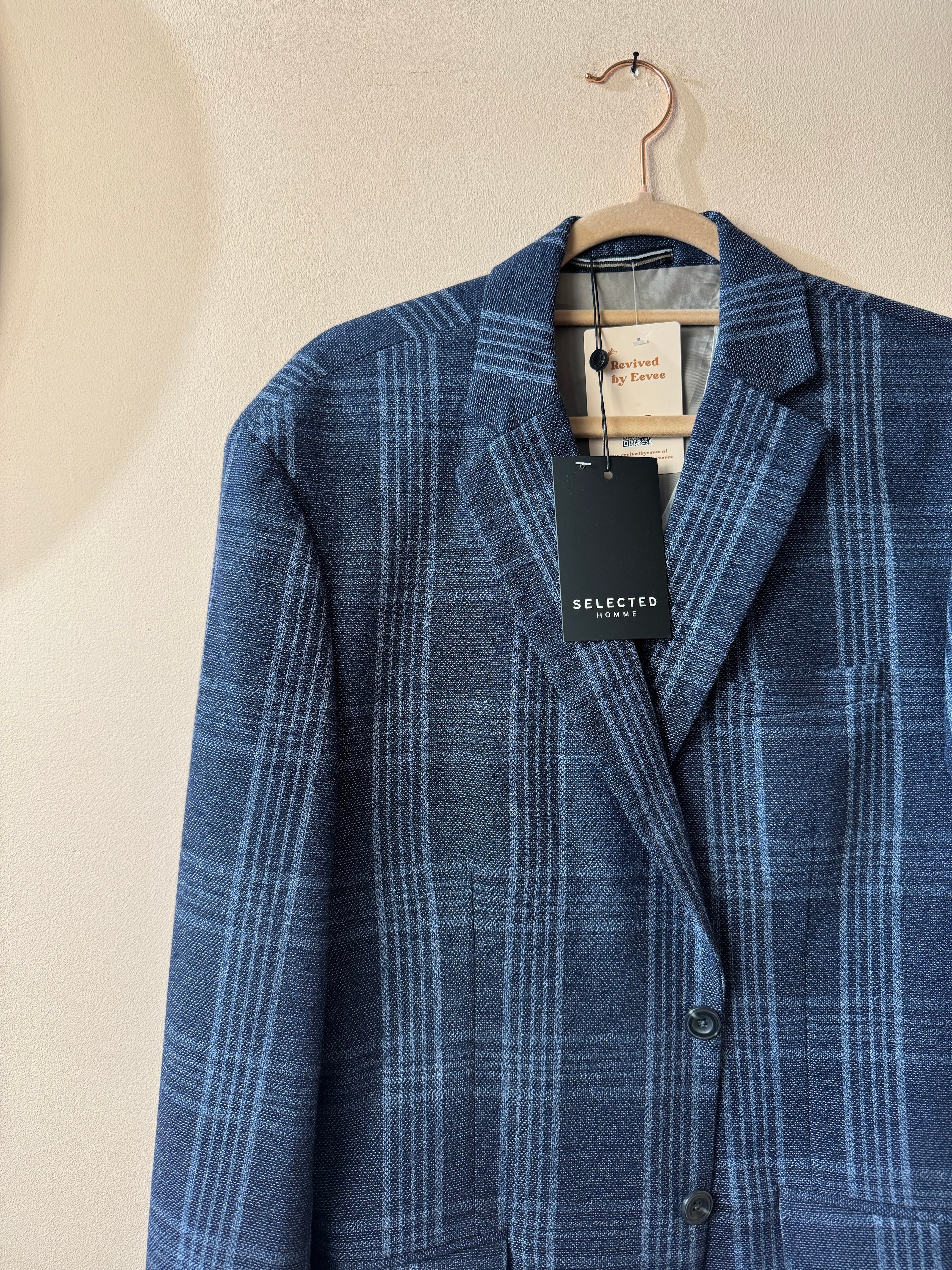 Selected Homme Geruite Blazer Donkerblauw Lichtblauw EU 52