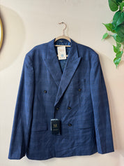 DARO Uomo Heren Geruit Pak Blauw Double Breasted Maat XXL