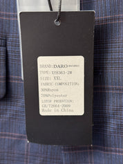 DARO Uomo Heren Geruit Pak Blauw Double Breasted Maat XXL