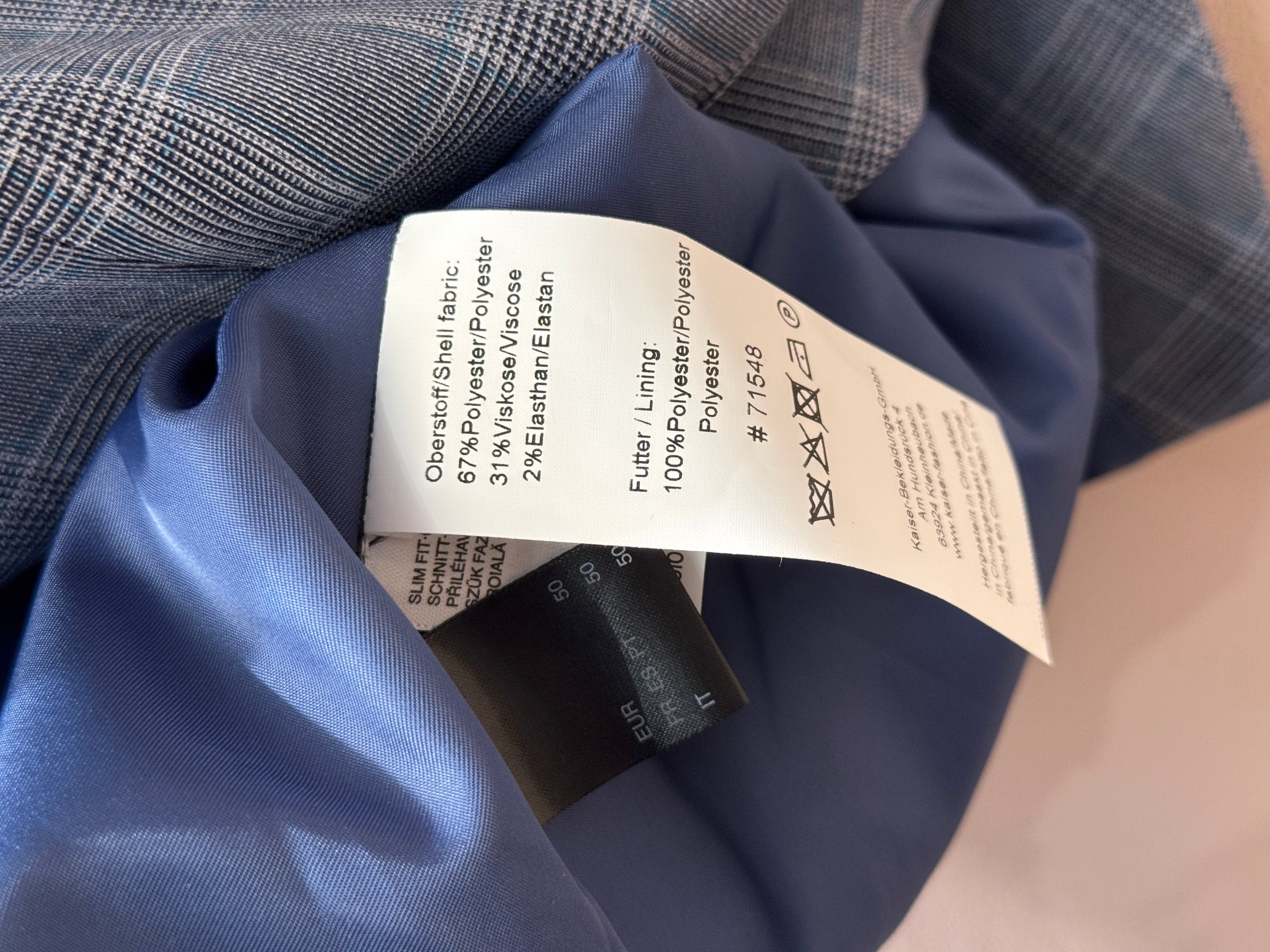 Thomas Goodwin 3-Delig Heren Pak Geruit Lichtblauw Slim Fit Maat 50