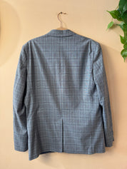 Thomas Goodwin 3-Delig Heren Pak Geruit Lichtblauw Slim Fit Maat 50