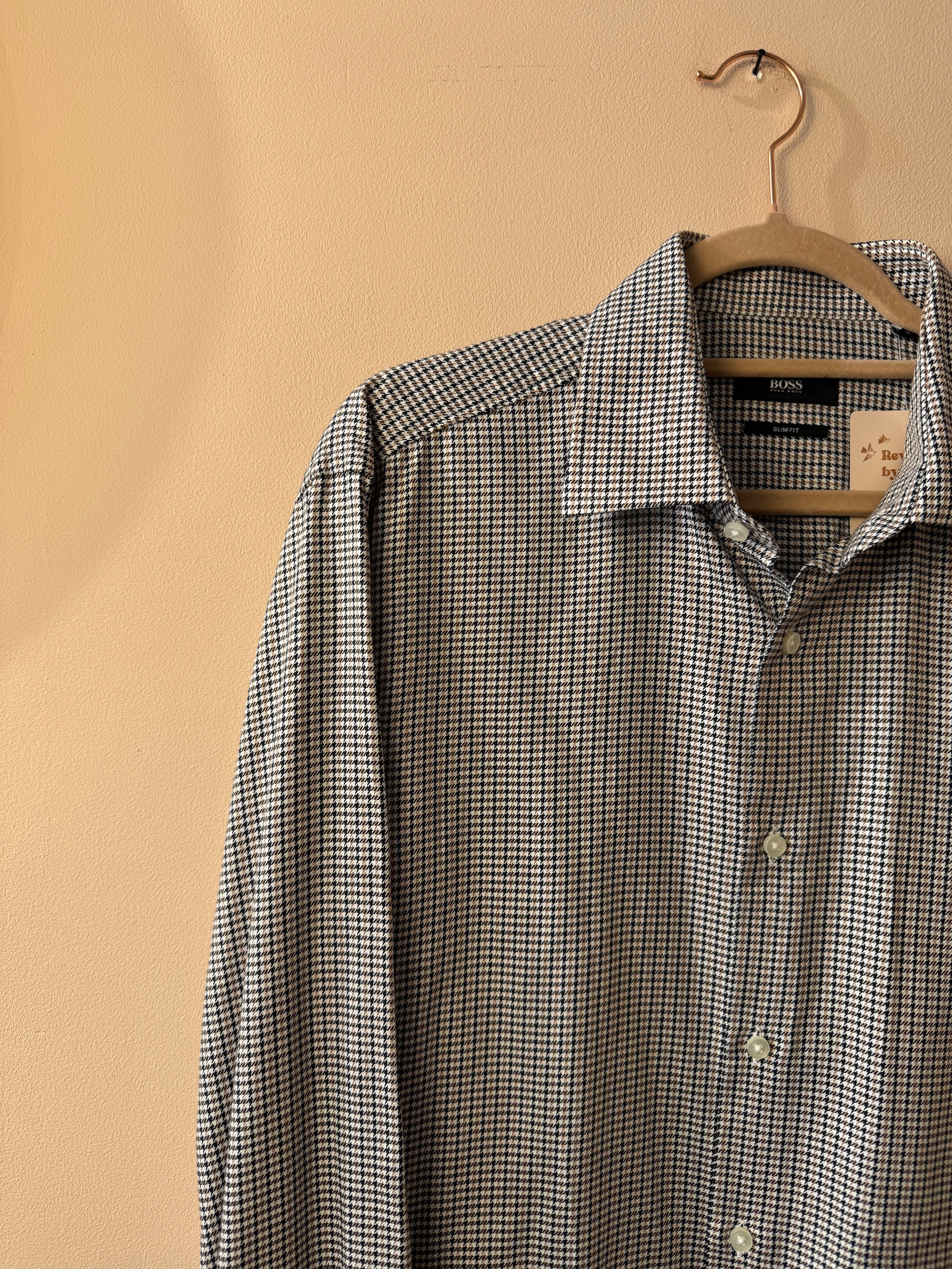 Hugo Boss Slim Fit Overhemd Pied-De-Poule Heren 41 / L