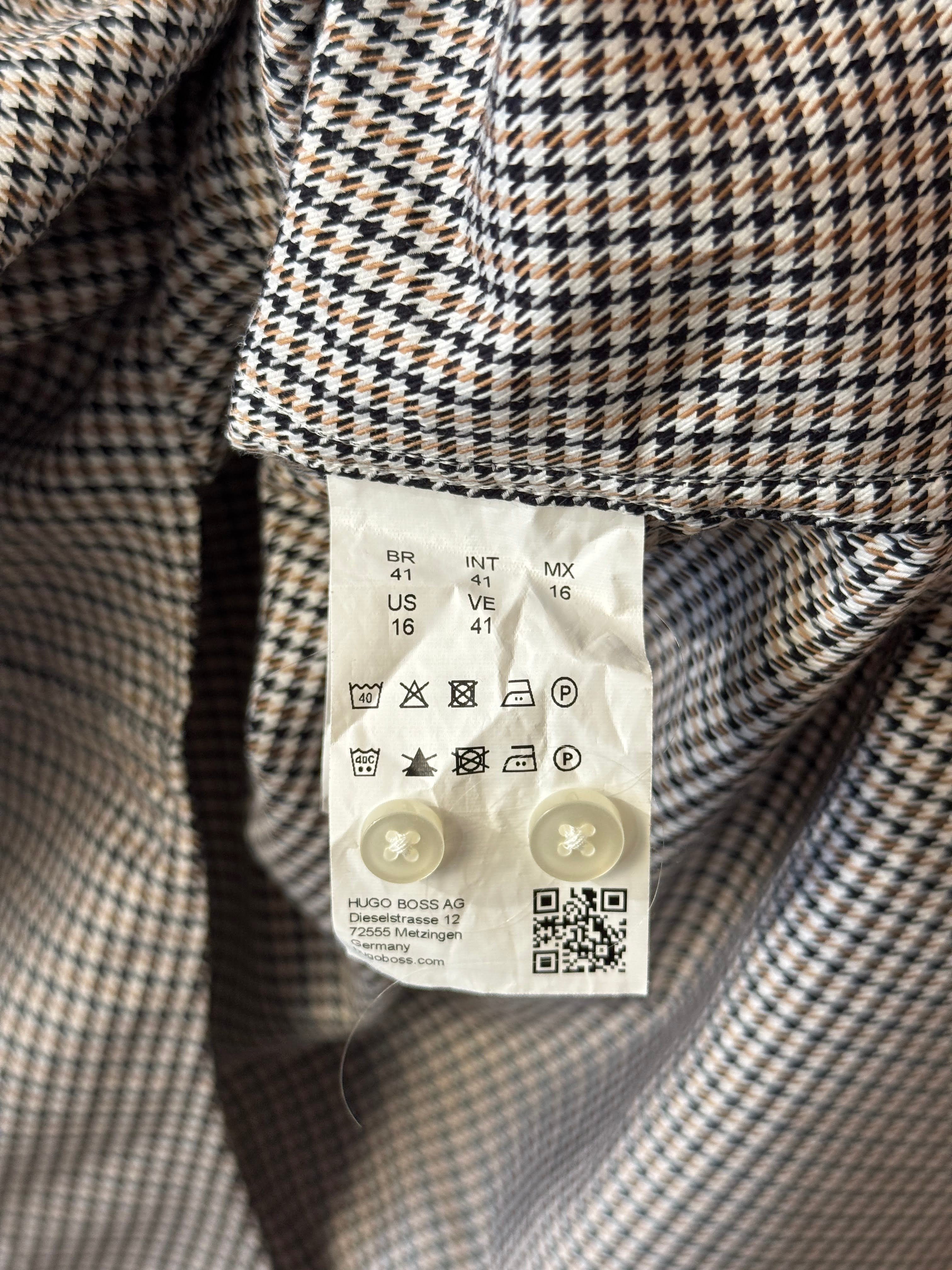 Hugo Boss Slim Fit Overhemd Pied-De-Poule Heren 41 / L
