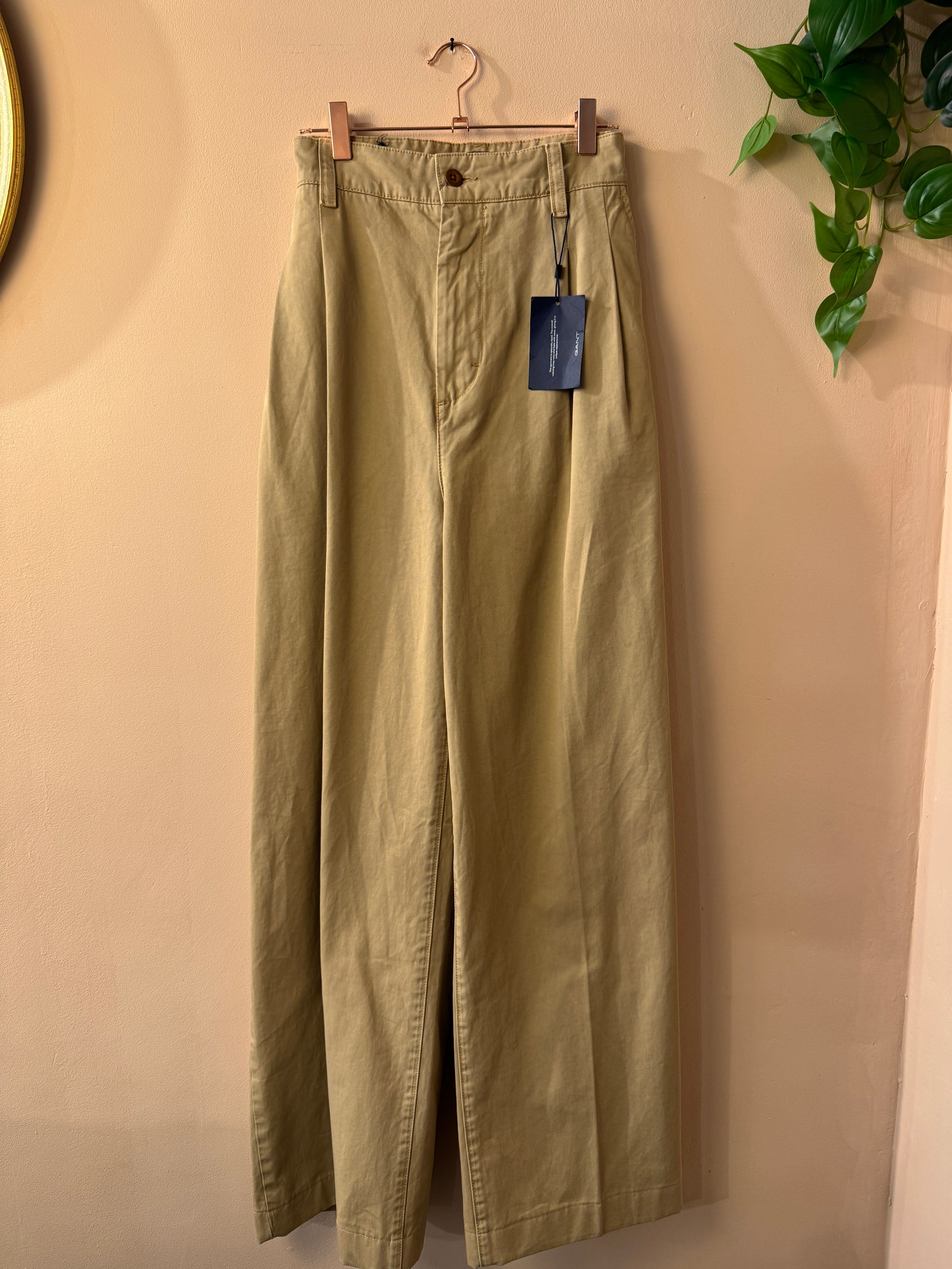 Gant Wide Leg Chino Broek Beige Heren