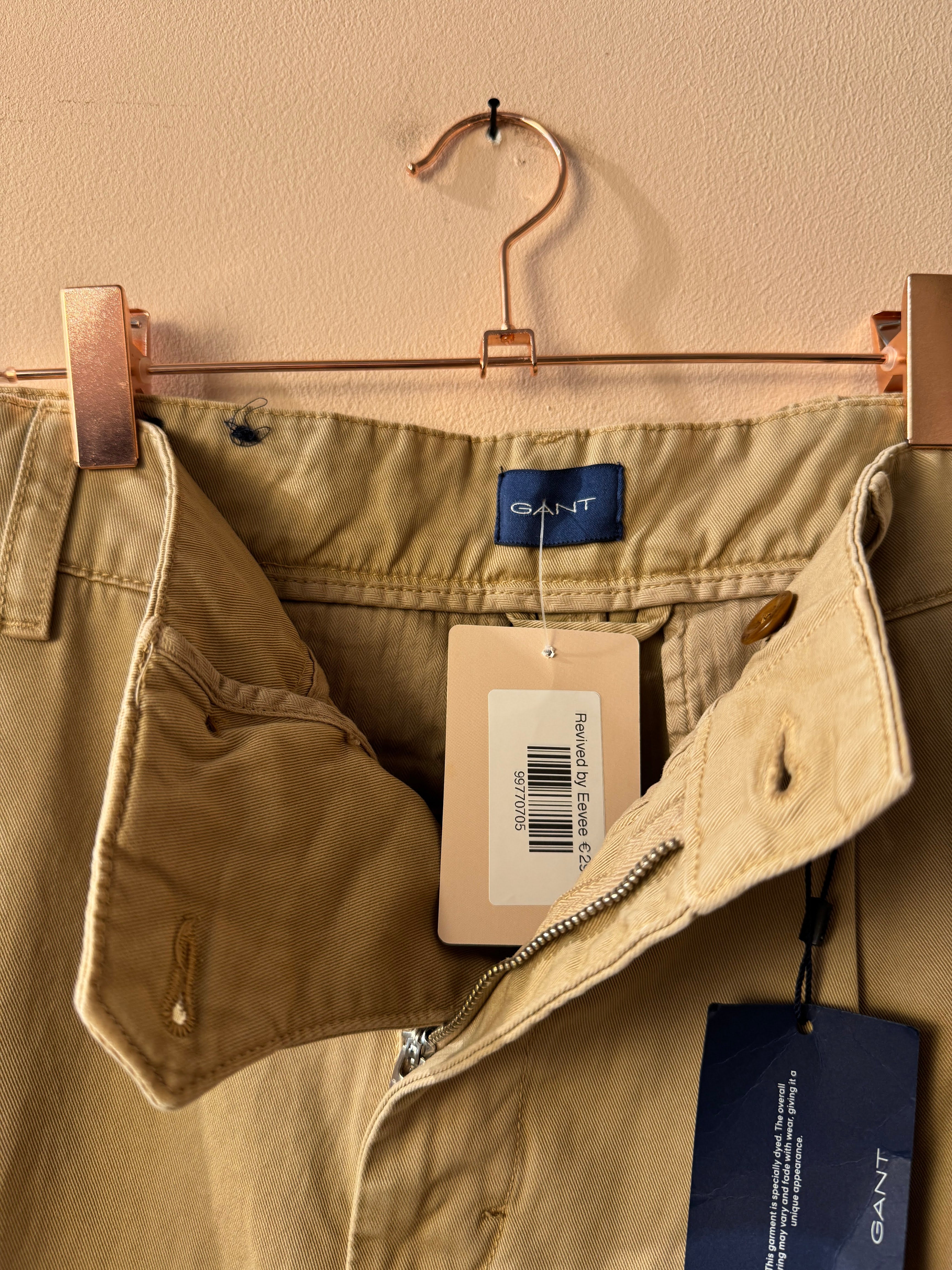 Gant Wide Leg Chino Broek Beige Heren