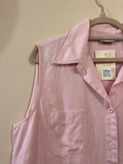 Vunnic Dames Roze Mouwloze Linnen Blouse Maat 44