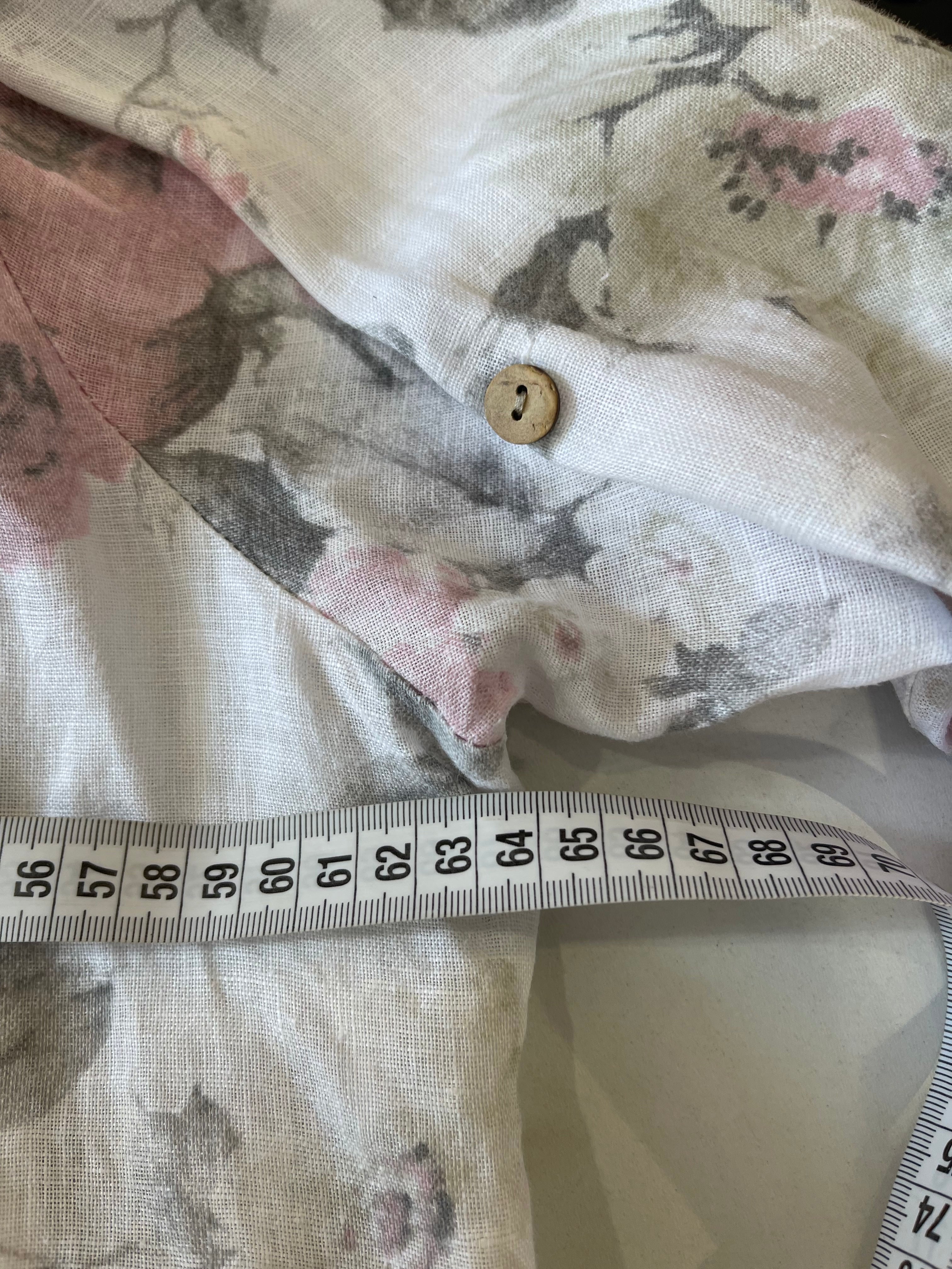 Dames Roze Bloemenblouse Casual Klassiek Lange Mouw V-Hals XXL