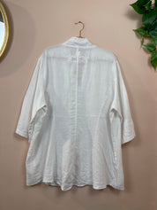 Dames Witte Linnen Tuniek Blouse Boho Kant Details Maat XXL