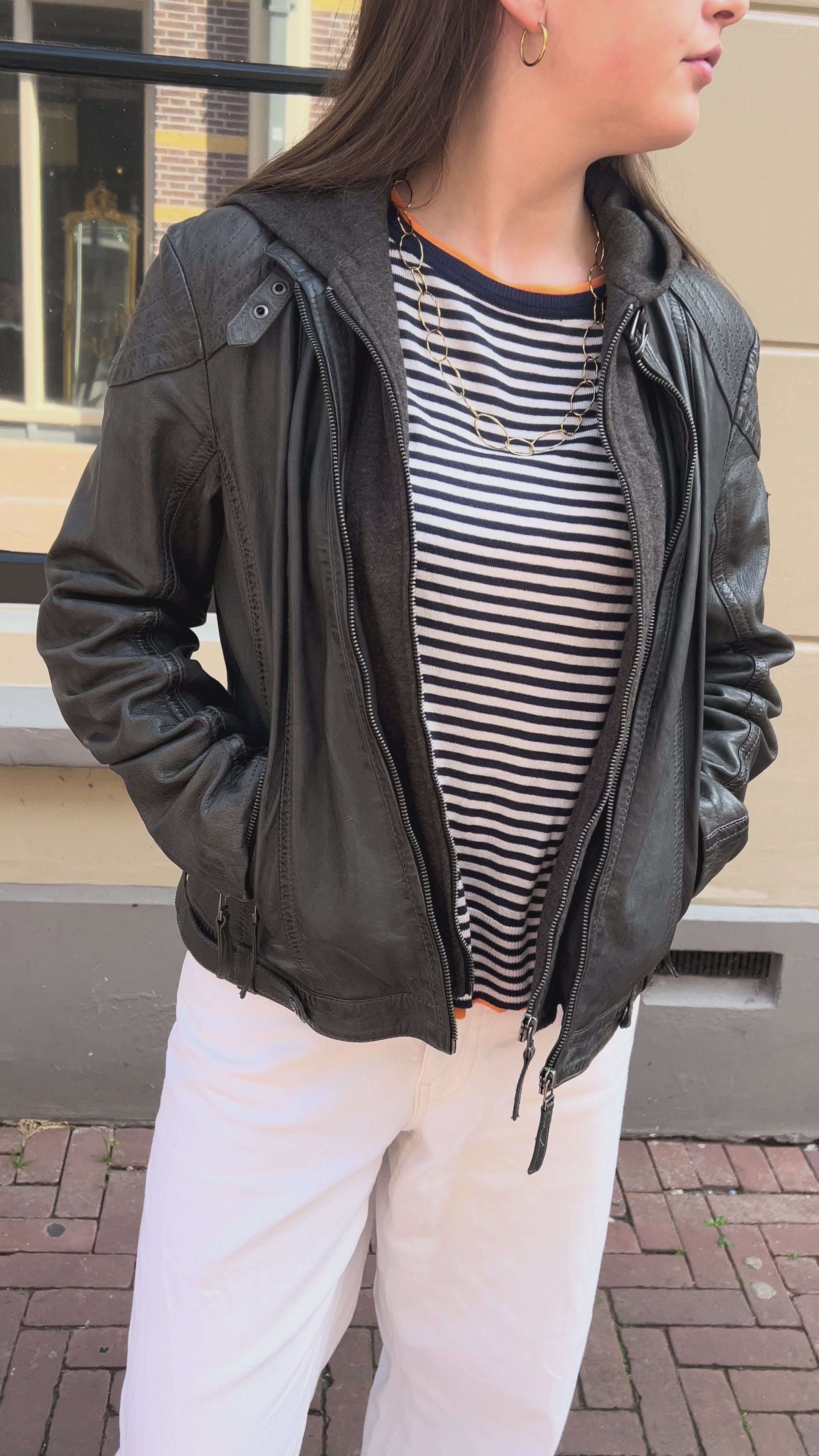 Gipsy Zwart Leren Bikerjack Dames Maat 2XL