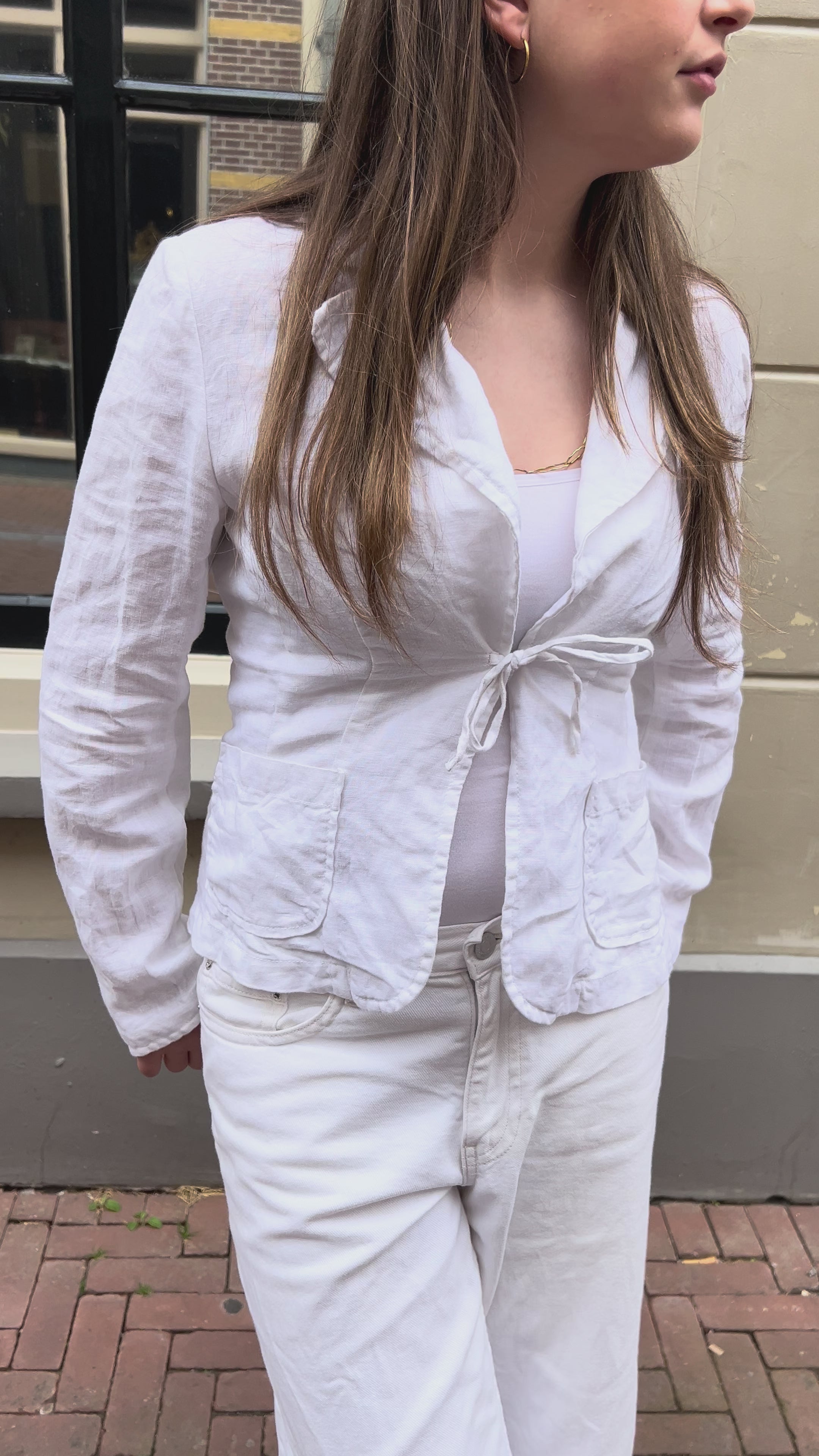 Lindex Witte Linnen Blazer Dames Maat 38 / M
